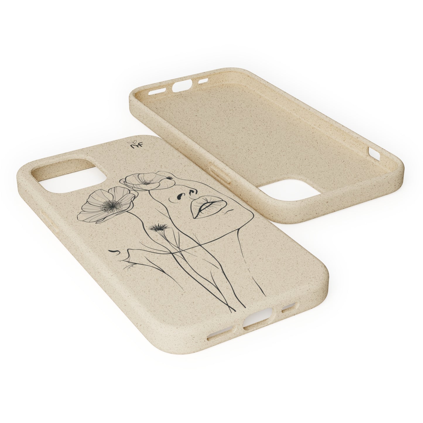 Minimalist Floral Line Art Biodegradable Phone Case – Elegant Eco-Friendly Design for iPhone, Samsung Tough Case