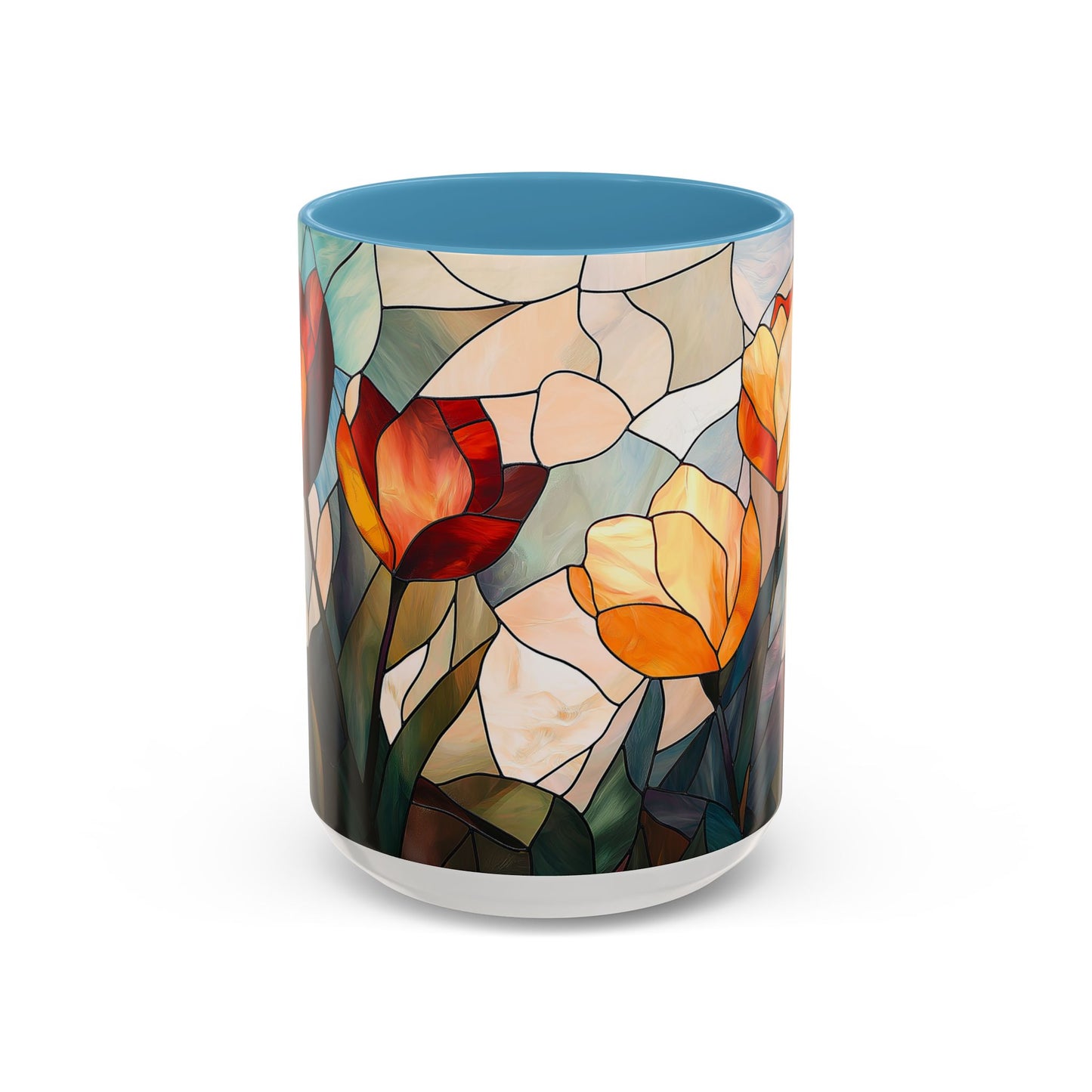 Stained Glass Floral Coffee Mug, Floral Art Drinkware, Gift for Flower Lovers, Home Decor, Mother's Day Present