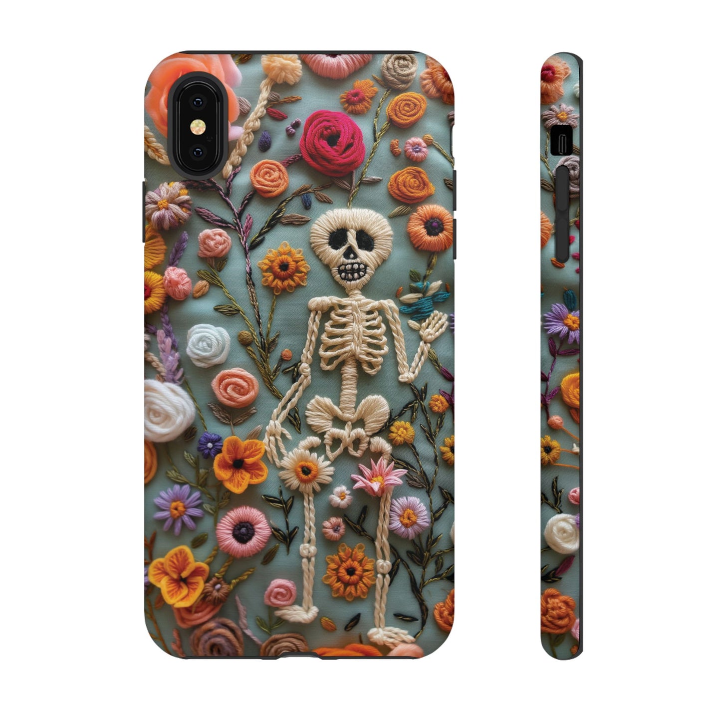 Gothic Floral Skeleton Phone Case – Unique Artistic Design for iPhone, Samsung, Google Pixel - NovaFlair