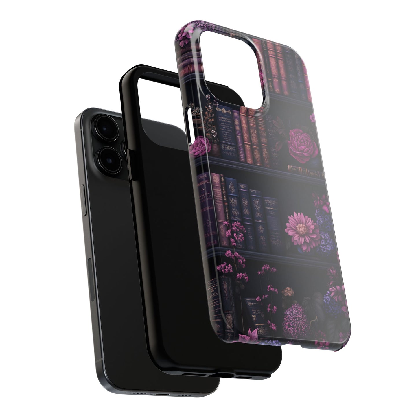 Goth dark academia books floral purple Phone