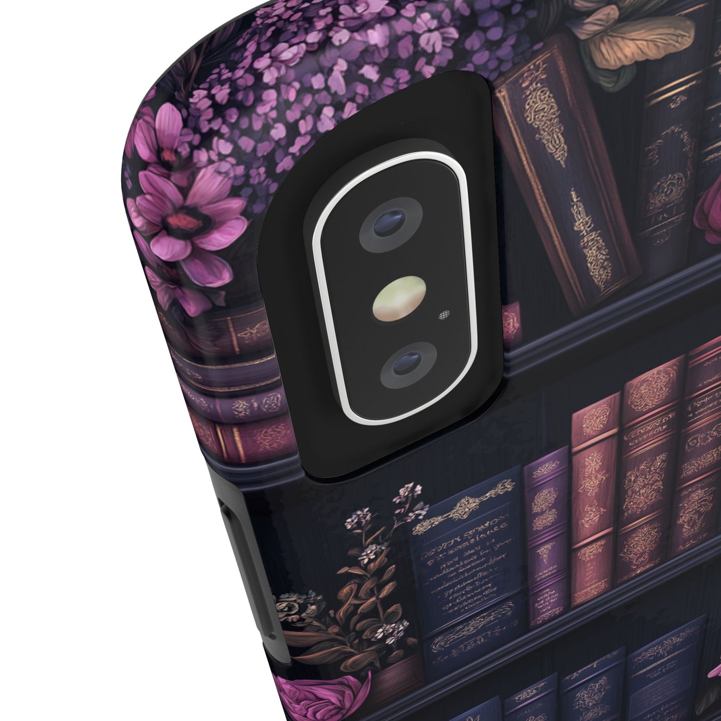 Goth dark academia books floral purple Phone