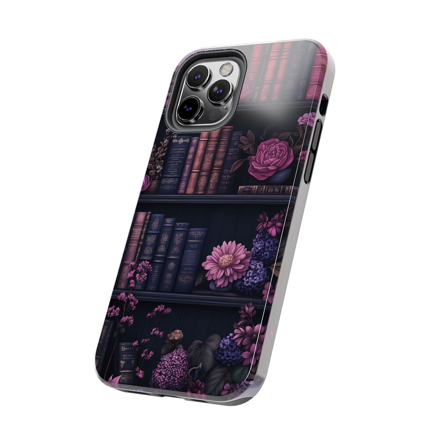 Goth dark academia books floral purple Phone