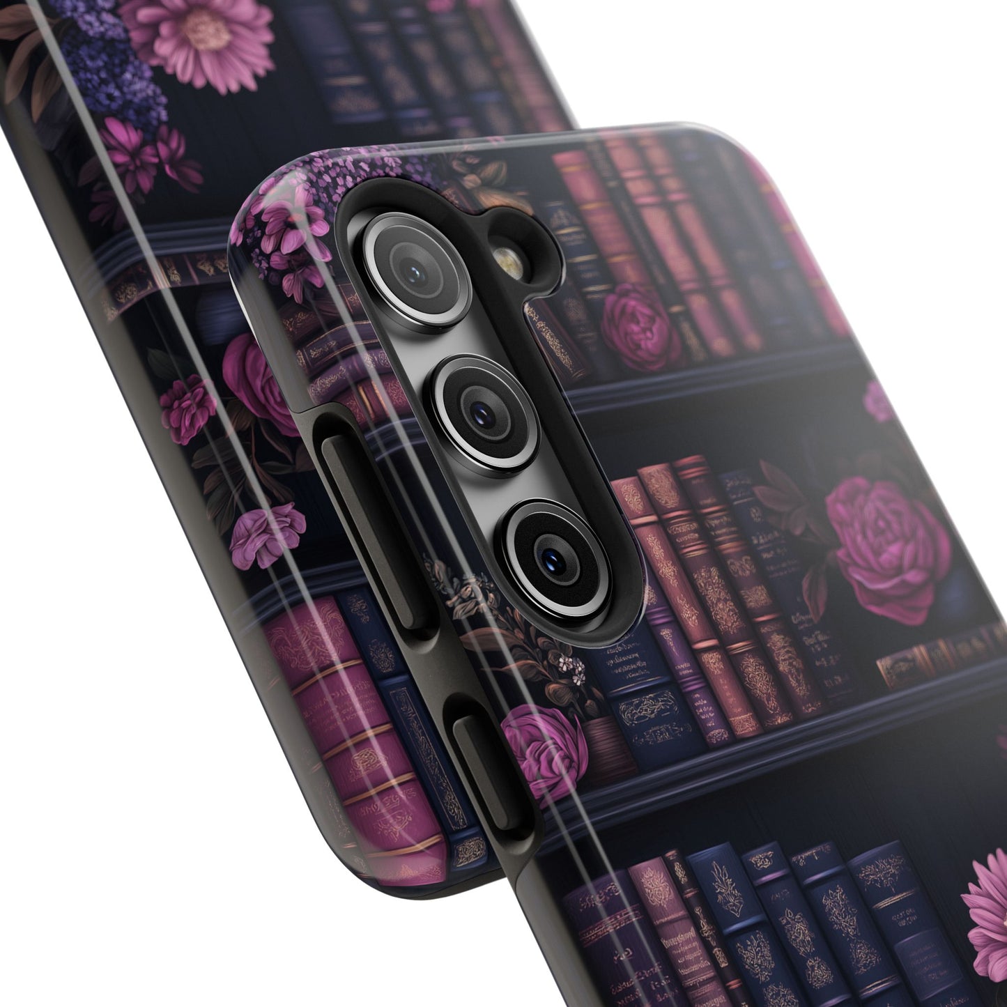 Goth dark academia books floral purple Phone