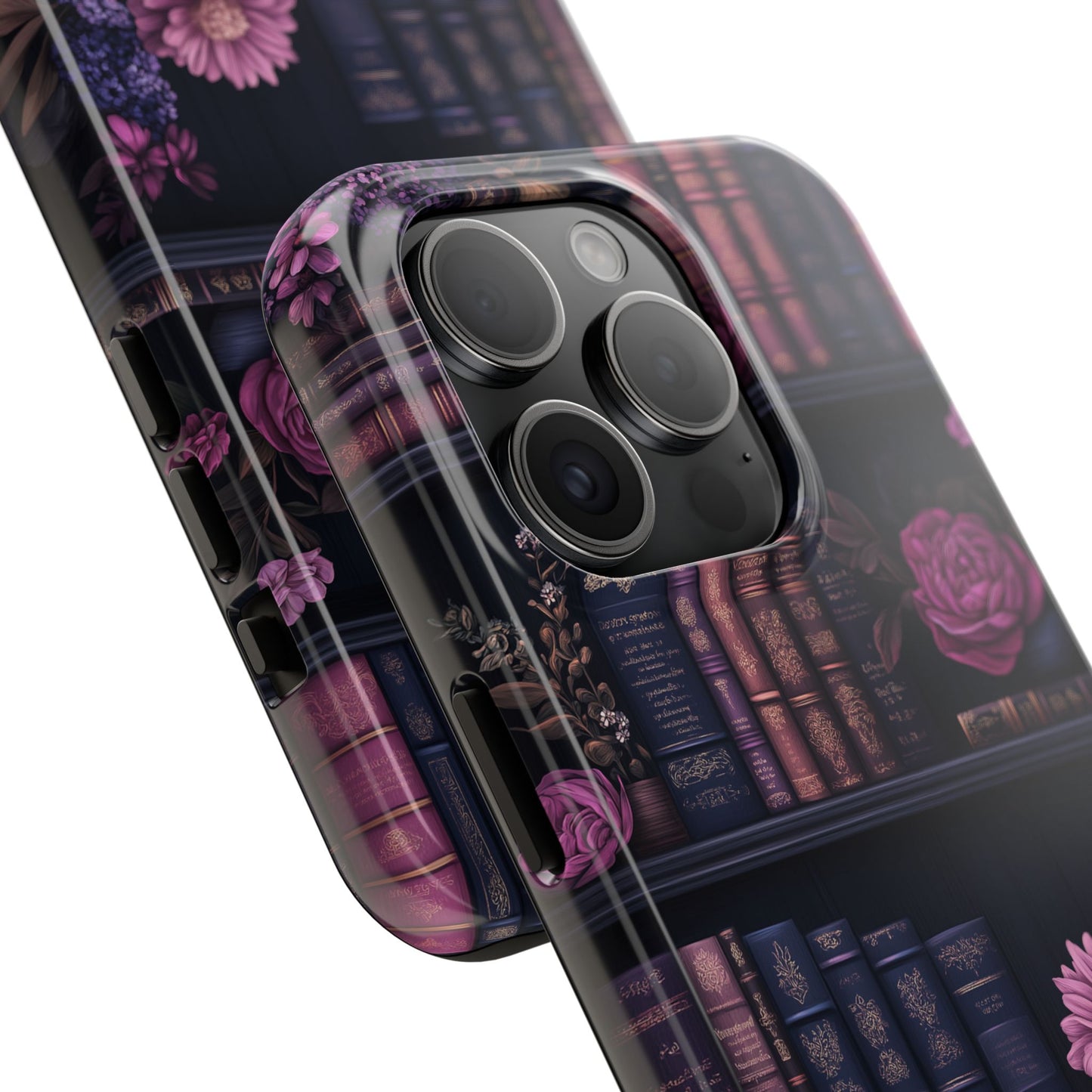Goth dark academia books floral purple Phone