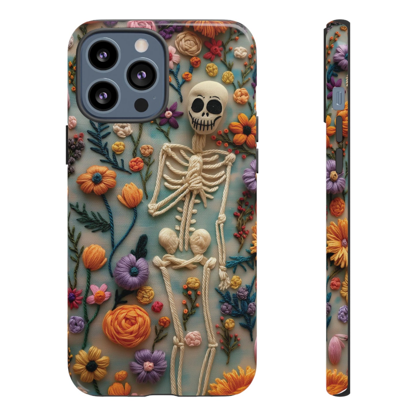 Spooky Floral Skeleton Phone Case – Unique Artistic Design for iPhone, Samsung, Google Pixel