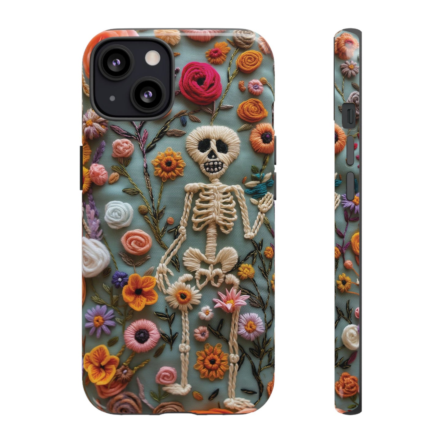 Gothic Floral Skeleton Phone Case – Unique Artistic Design for iPhone, Samsung, Google Pixel
