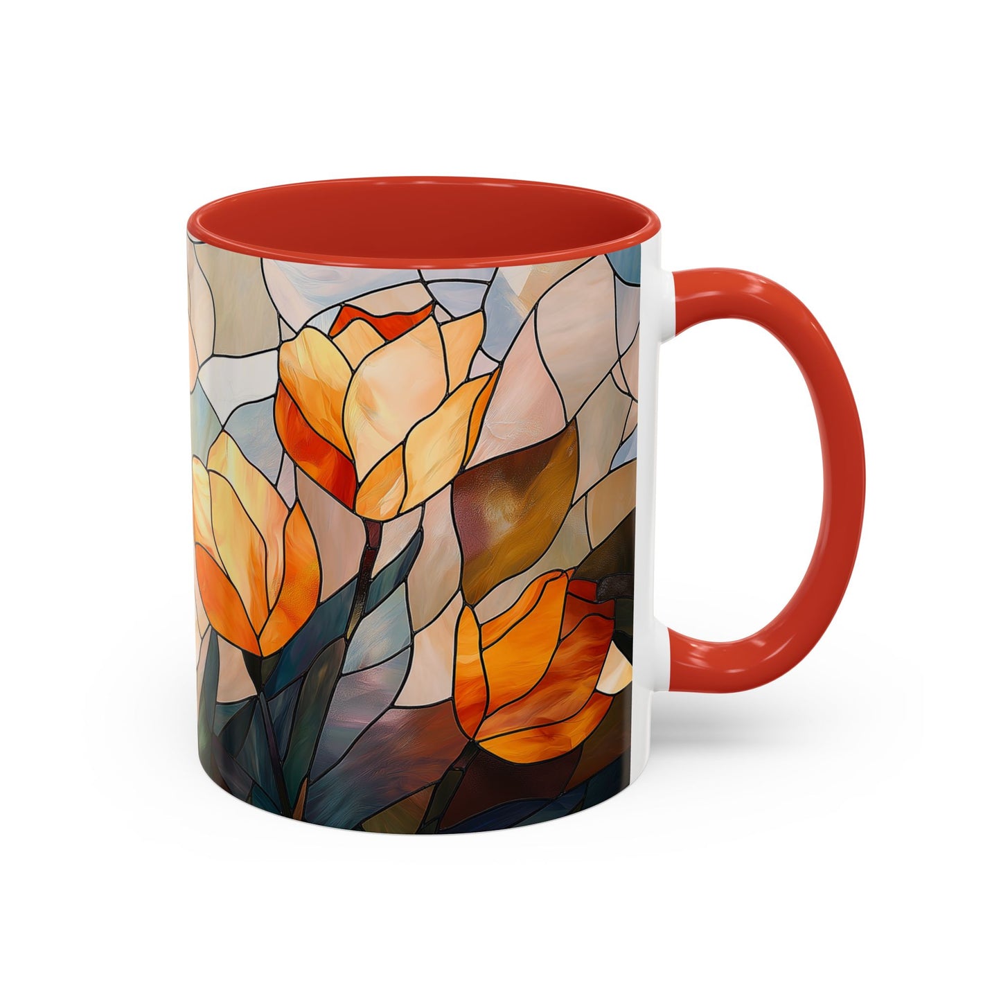 Stained Glass Floral Coffee Mug, Floral Art Drinkware, Gift for Flower Lovers, Home Decor, Mother's Day Present