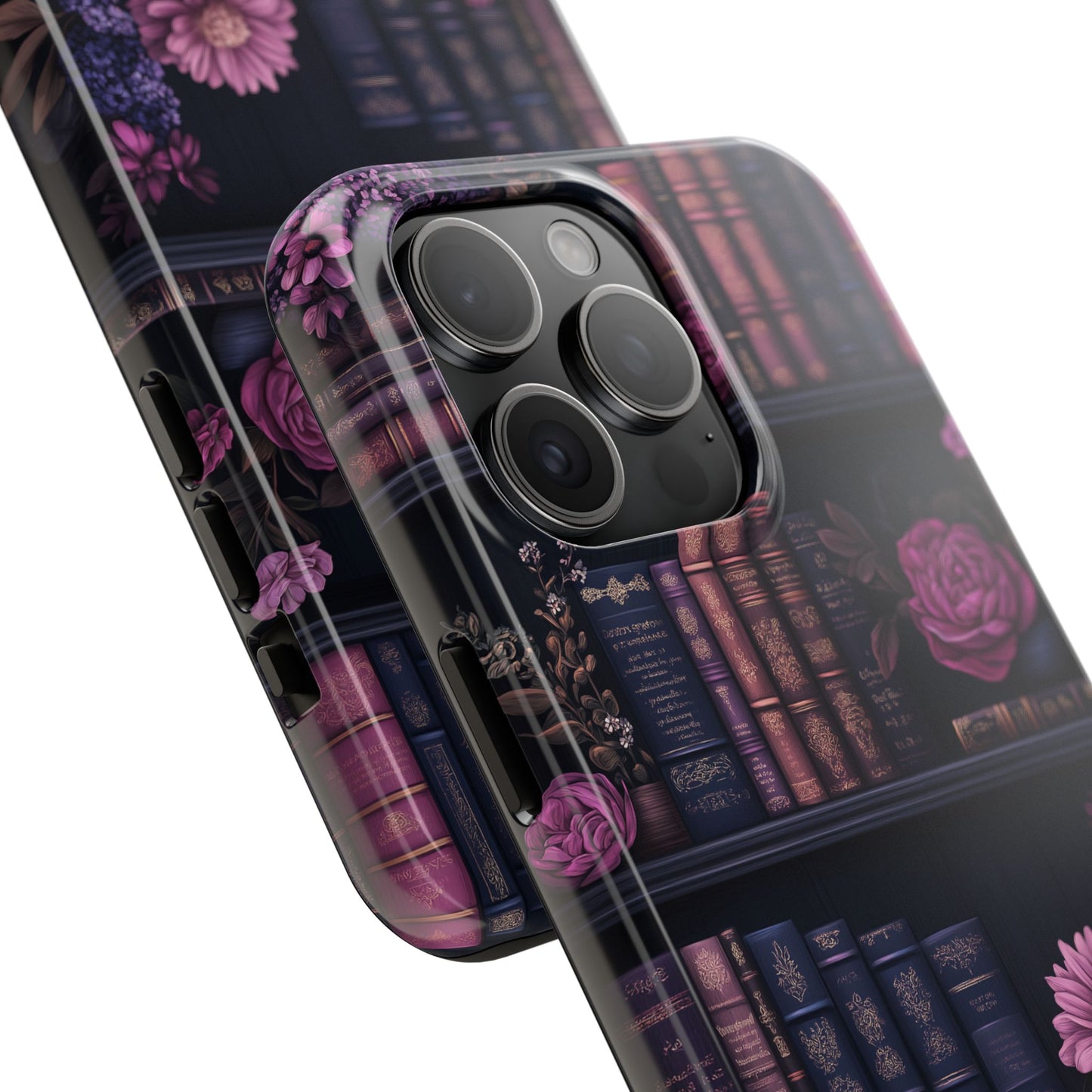 Goth dark academia books floral purple Phone