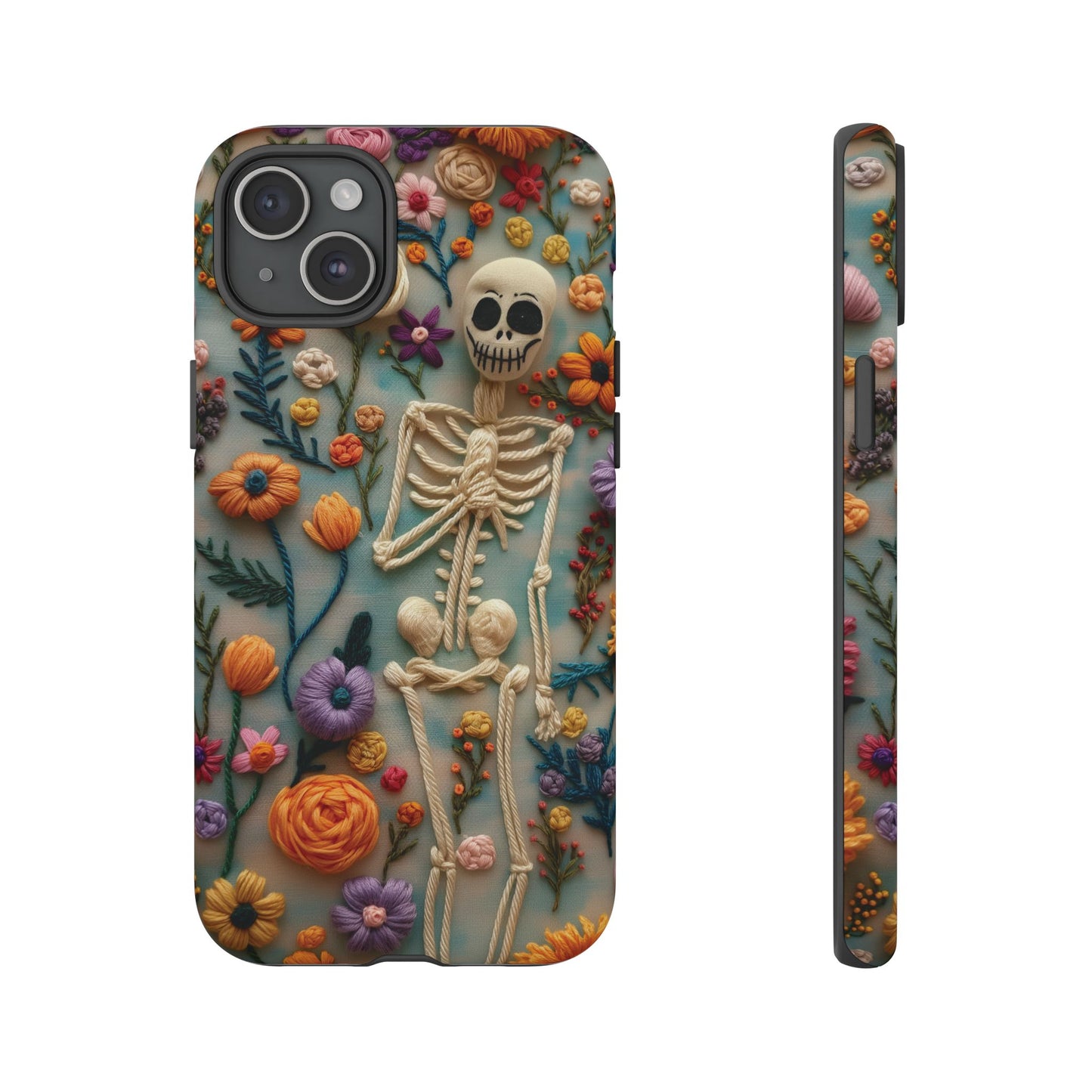 Spooky Floral Skeleton Phone Case – Unique Artistic Design for iPhone, Samsung, Google Pixel
