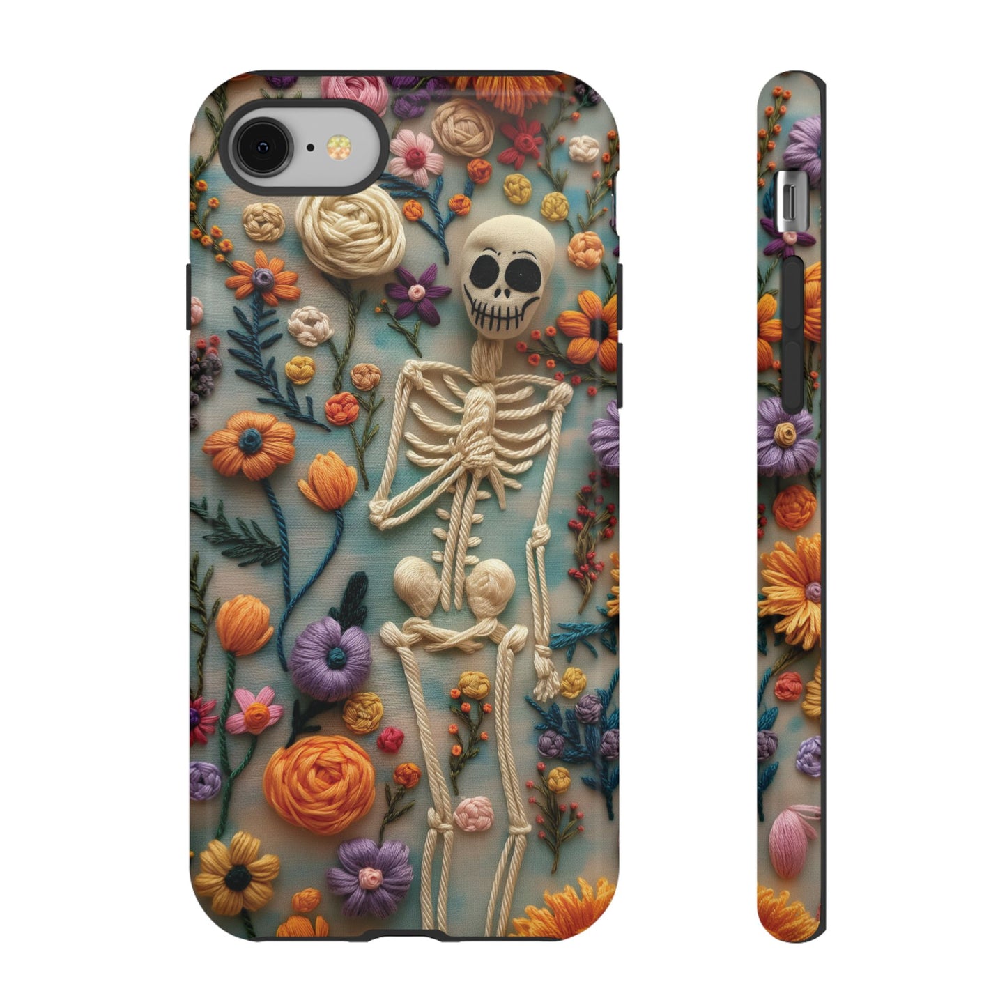 Spooky Floral Skeleton Phone Case – Unique Artistic Design for iPhone, Samsung, Google Pixel