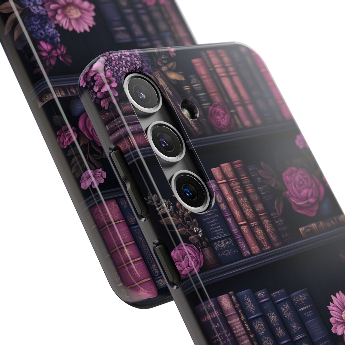 Goth dark academia books floral purple Phone