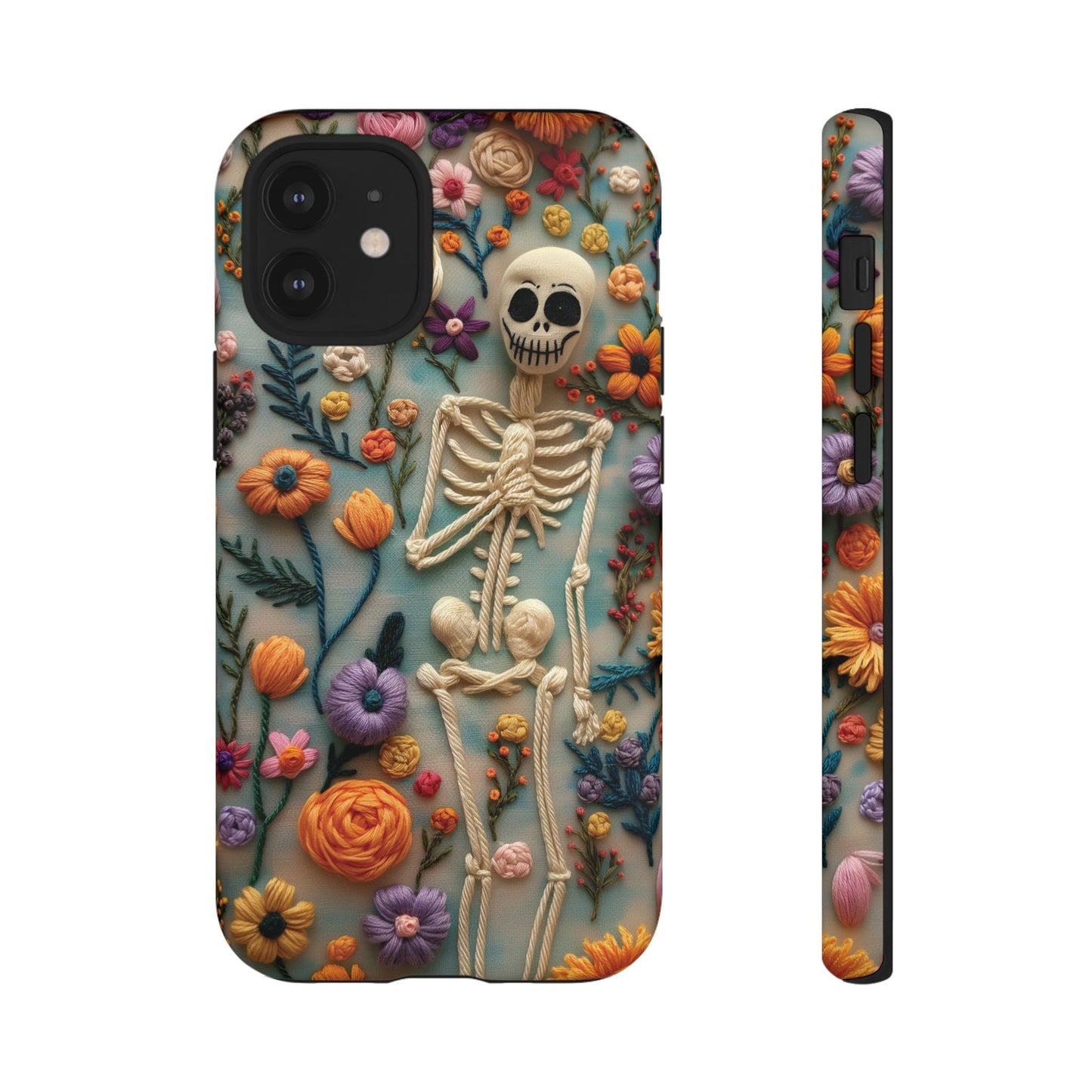 Spooky Floral Skeleton Phone Case – Unique Artistic Design for iPhone, Samsung, Google Pixel