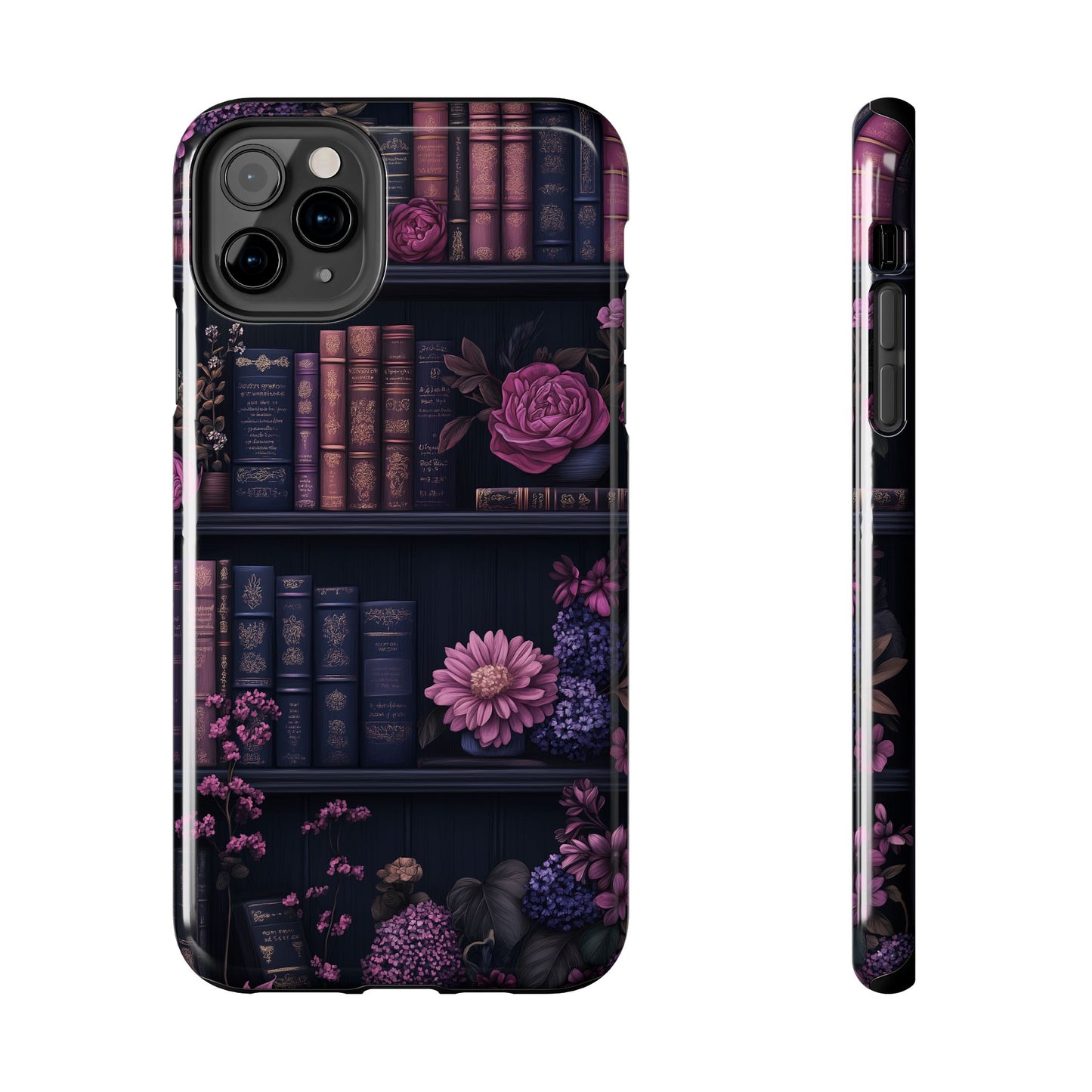 Goth dark academia books floral purple Phone