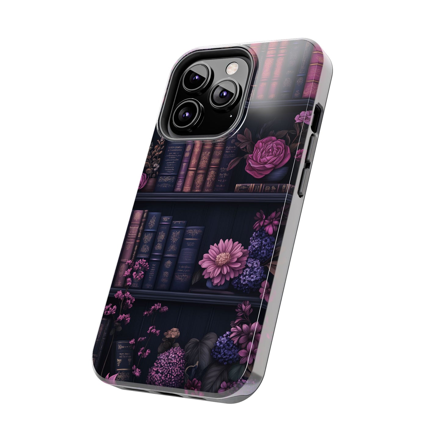 Goth dark academia books floral purple Phone