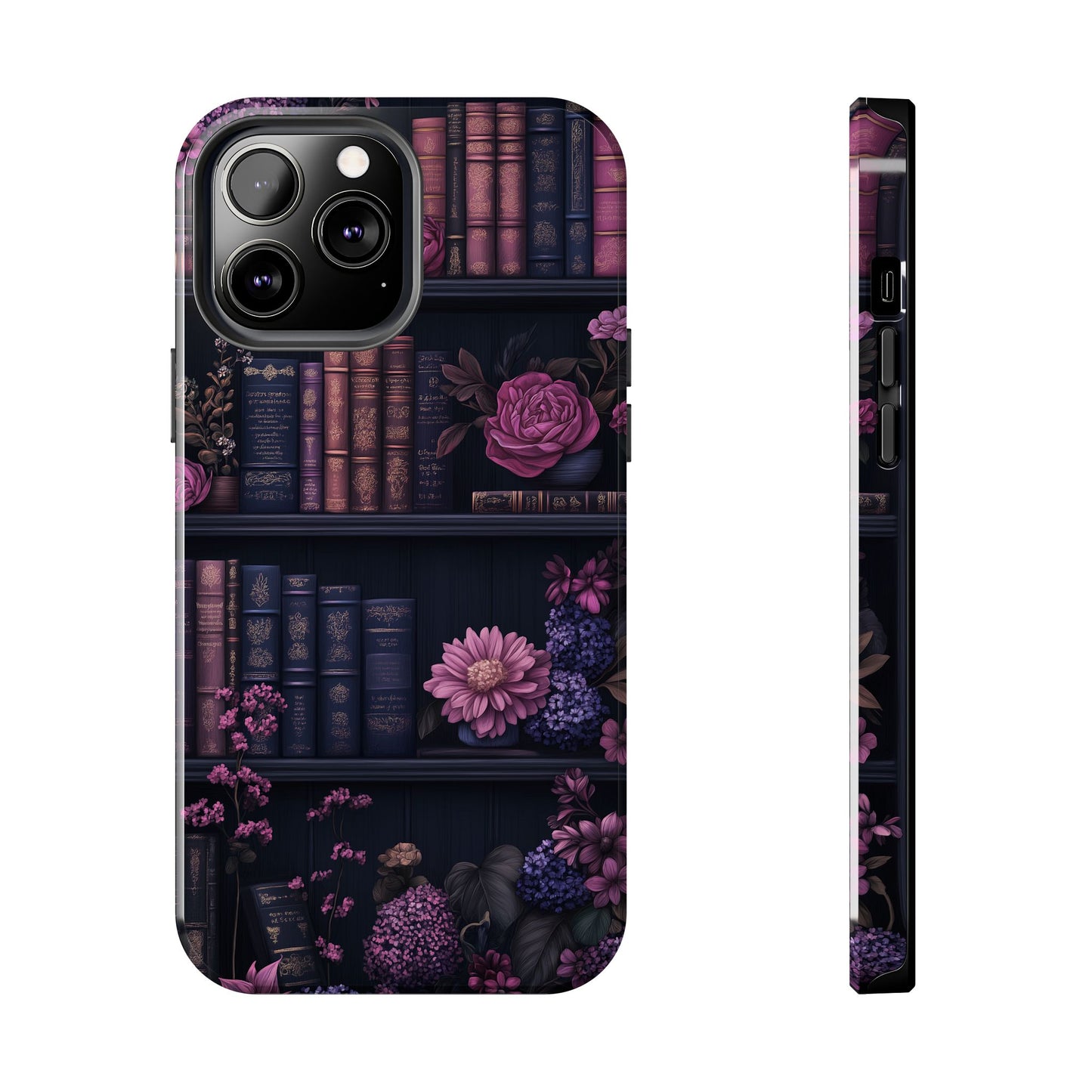 Goth dark academia books floral purple Phone