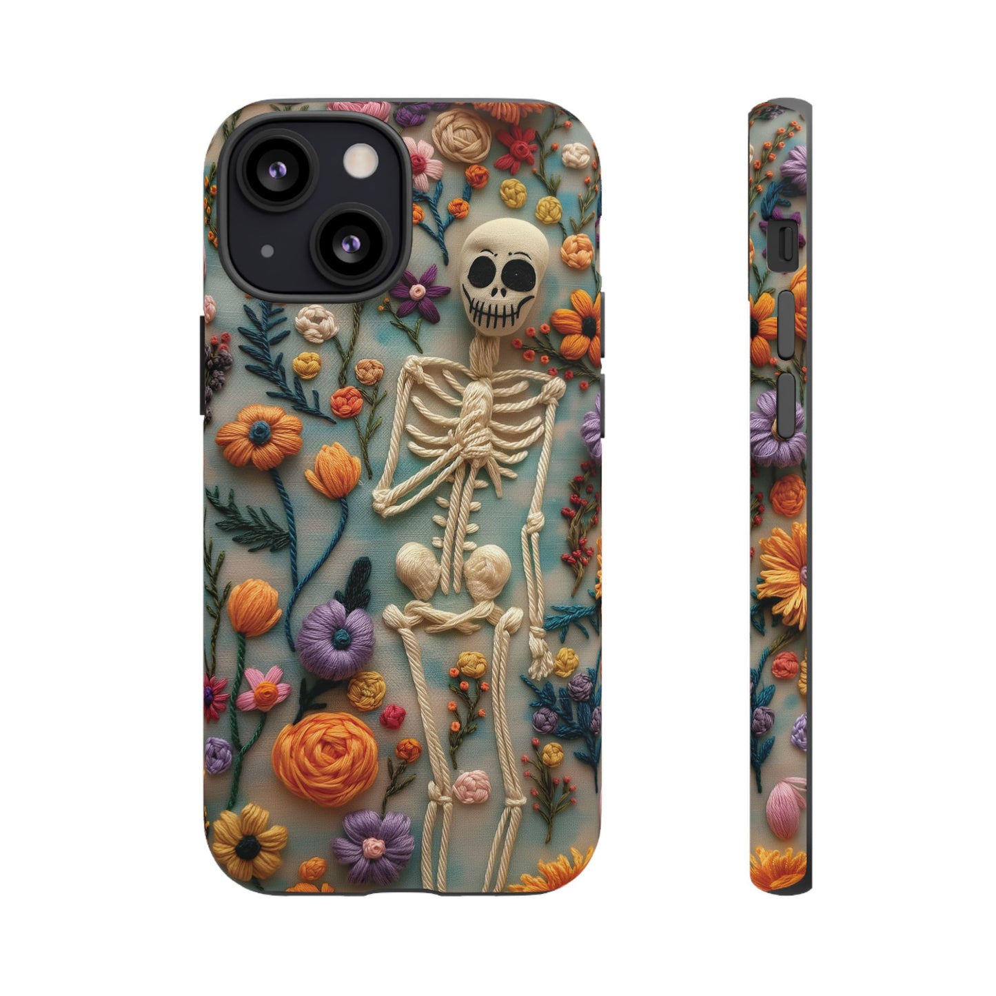 Spooky Floral Skeleton Phone Case – Unique Artistic Design for iPhone, Samsung, Google Pixel