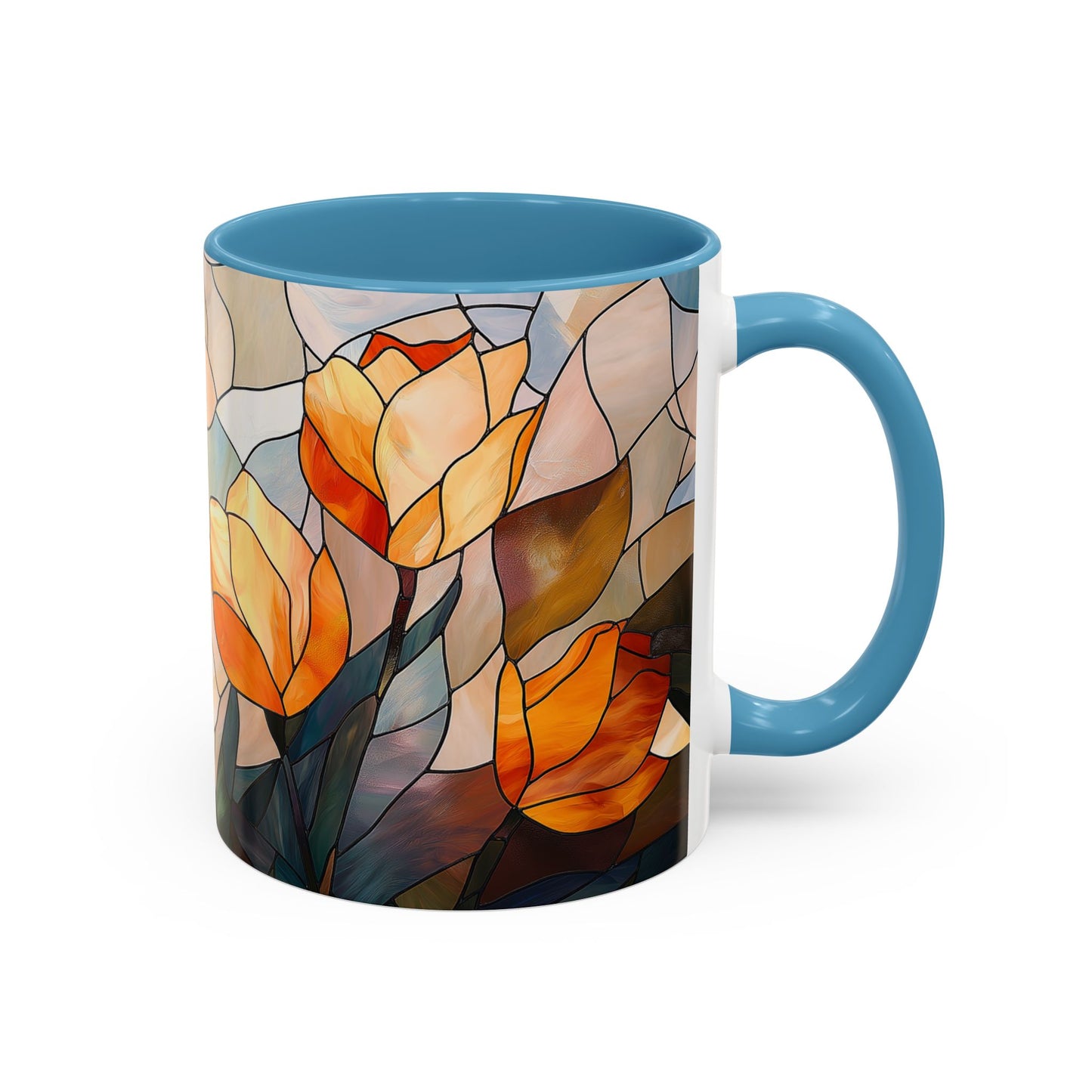Stained Glass Floral Coffee Mug, Floral Art Drinkware, Gift for Flower Lovers, Home Decor, Mother's Day Present
