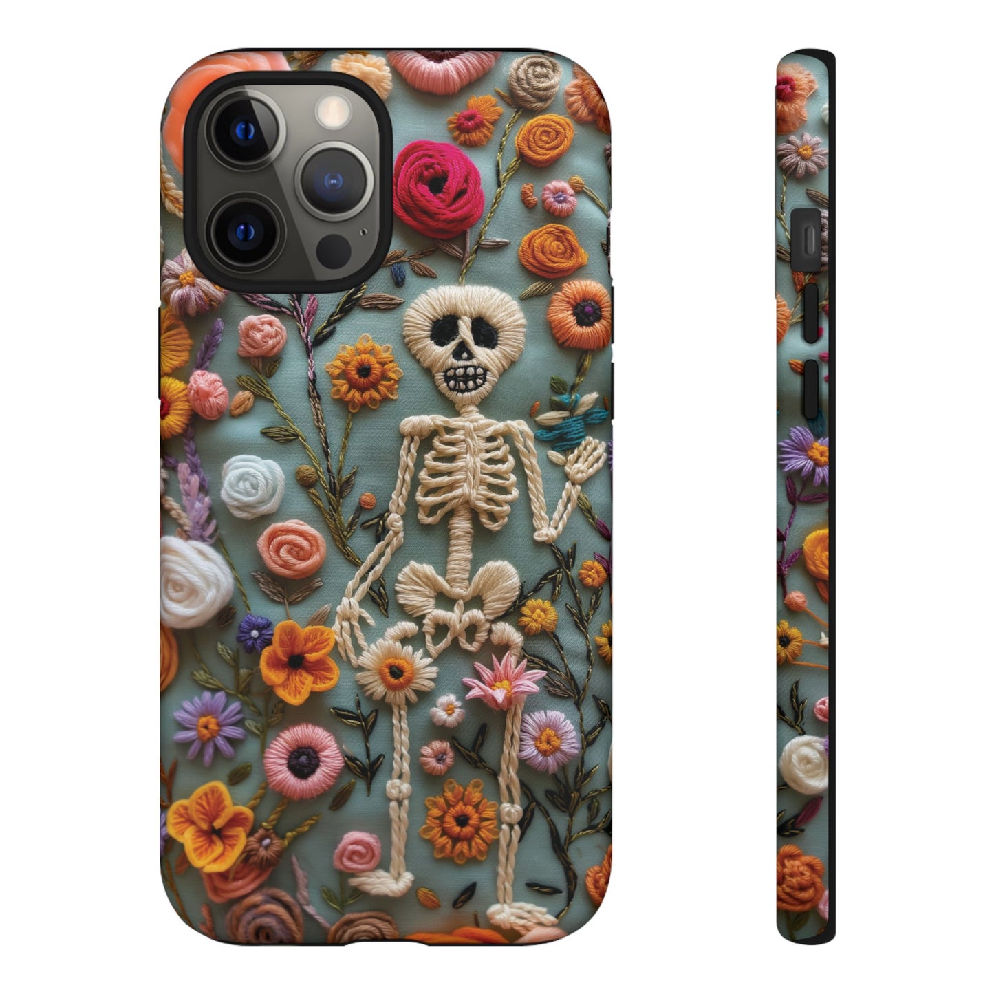 Gothic Floral Skeleton Phone Case – Unique Artistic Design for iPhone, Samsung, Google Pixel