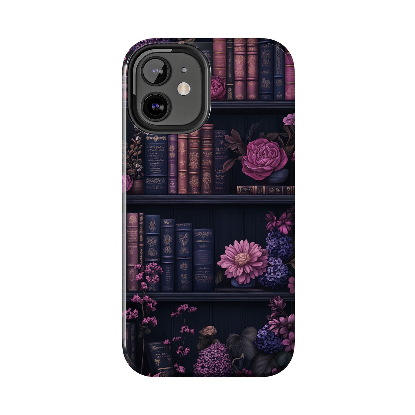 Goth dark academia books floral purple Phone