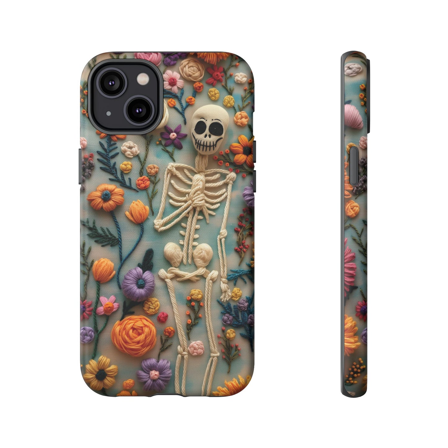 Spooky Floral Skeleton Phone Case – Unique Artistic Design for iPhone, Samsung, Google Pixel
