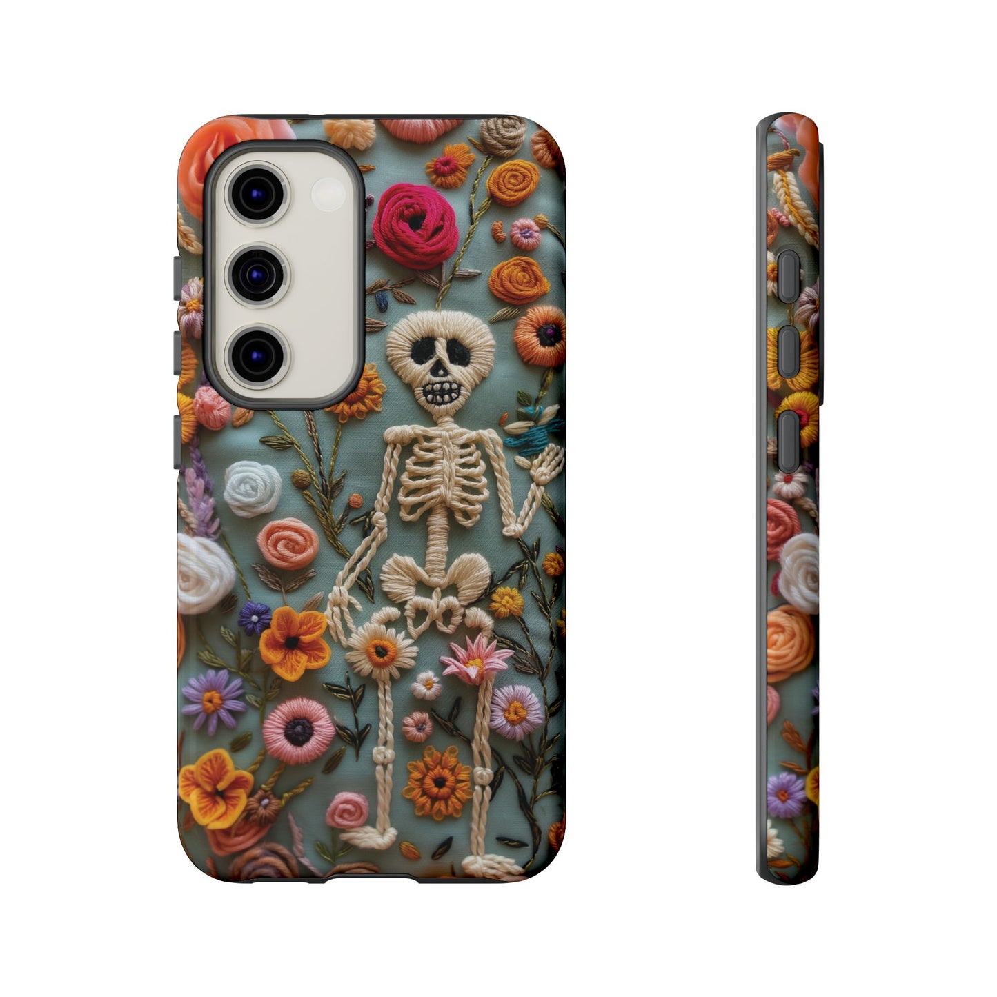 Gothic Floral Skeleton Phone Case – Unique Artistic Design for iPhone, Samsung, Google Pixel
