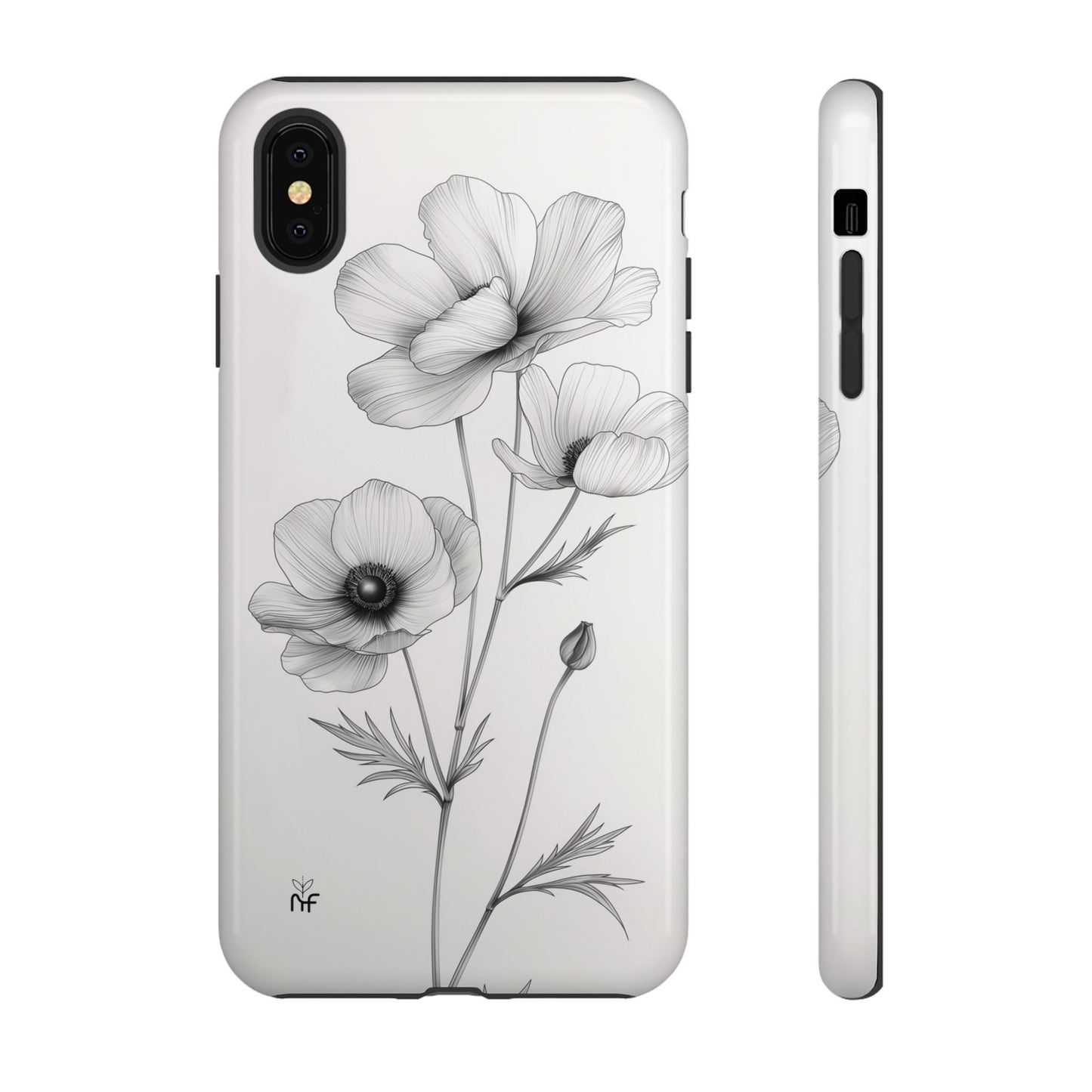 Elegant Monochrome Floral Phone Case – Minimalist Modern Design for iPhone, Samsung, Google Pixel Tough Case - NovaFlair