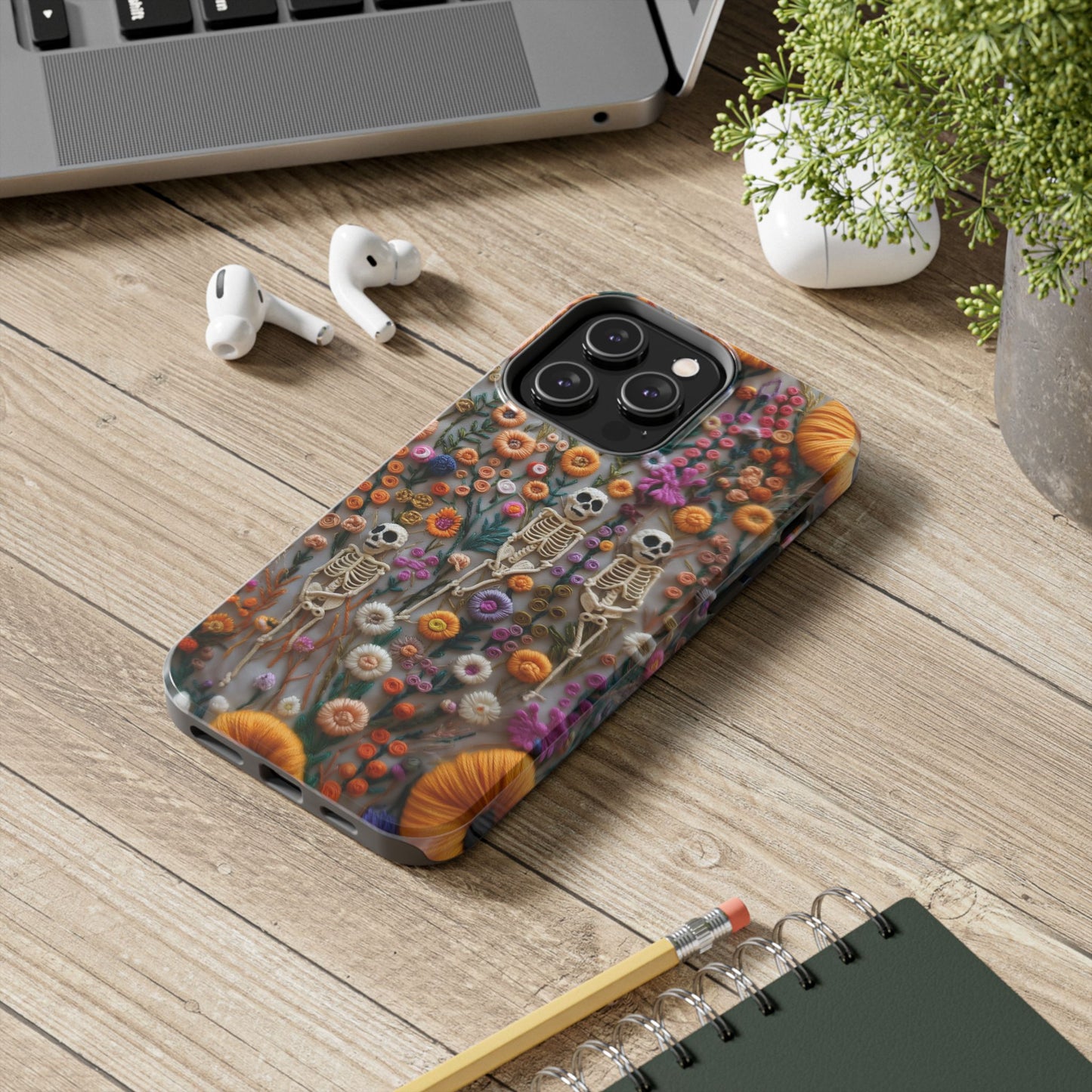 Vintage Skeletons in Floral Bloom Phone Case – Unique Artistic Design for iPhone, Samsung, Tough cases