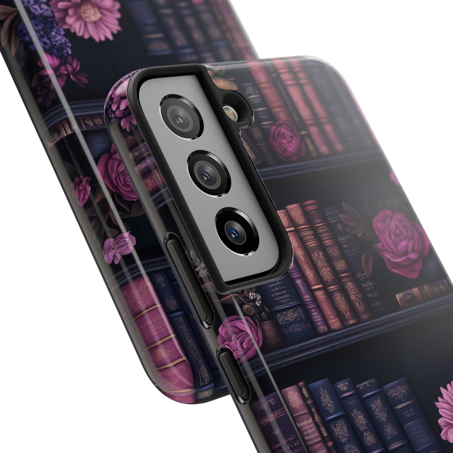 Goth dark academia books floral purple Phone
