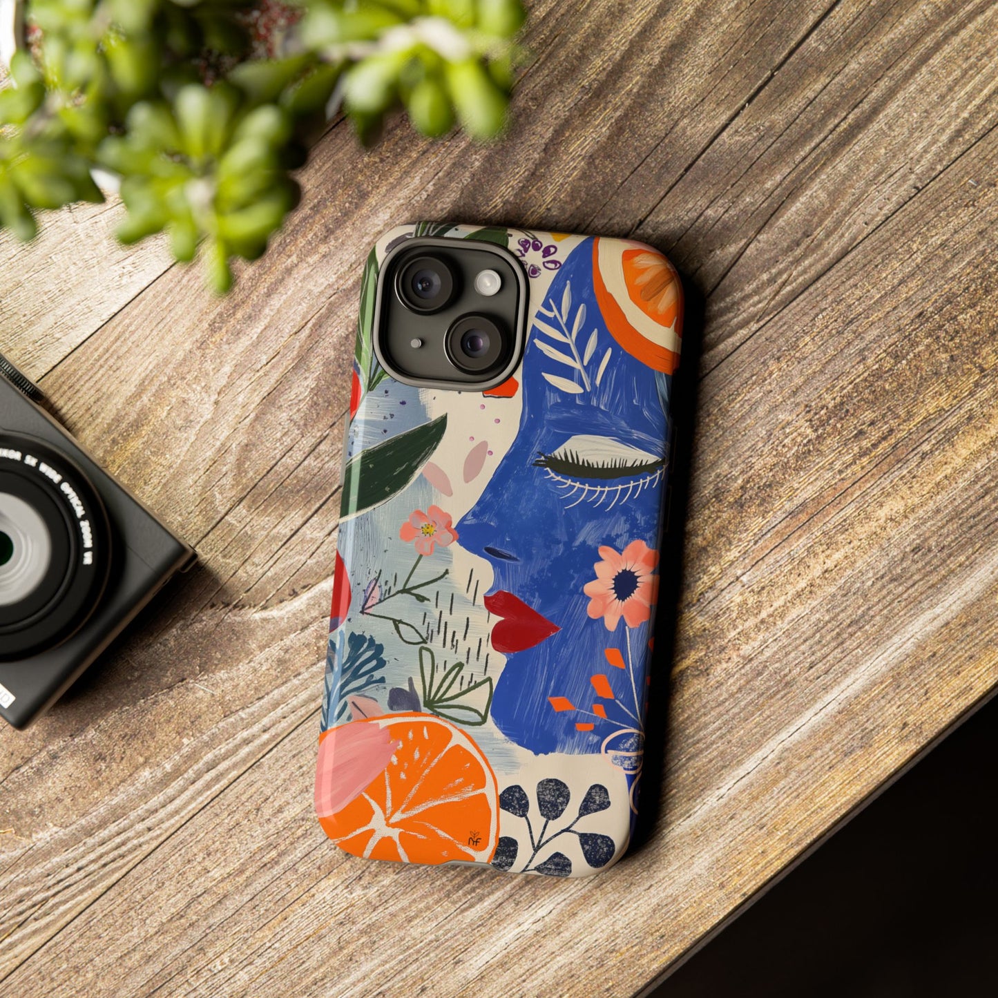 Vibrant Abstract Face & Floral Phone Case – Artistic Design for iPhone, Samsung, Google Pixel