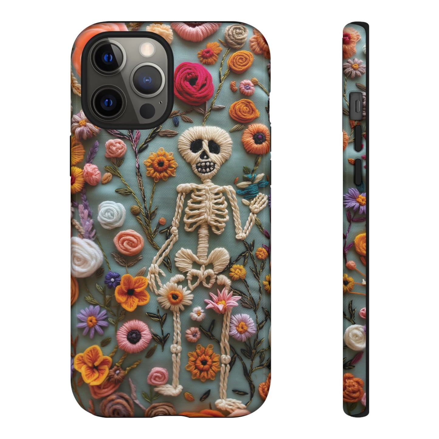 Gothic Floral Skeleton Phone Case – Unique Artistic Design for iPhone, Samsung, Google Pixel