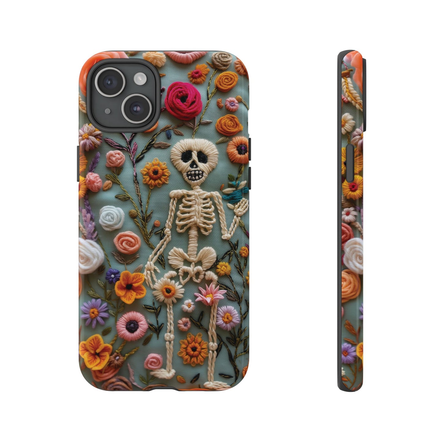 Gothic Floral Skeleton Phone Case – Unique Artistic Design for iPhone, Samsung, Google Pixel