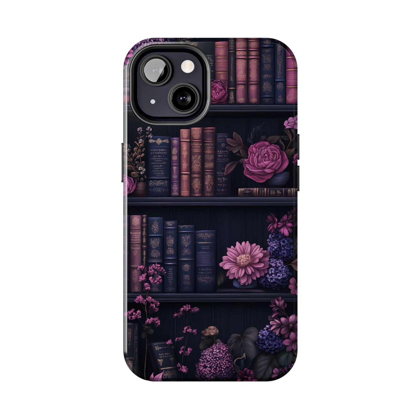 Goth dark academia books floral purple Phone