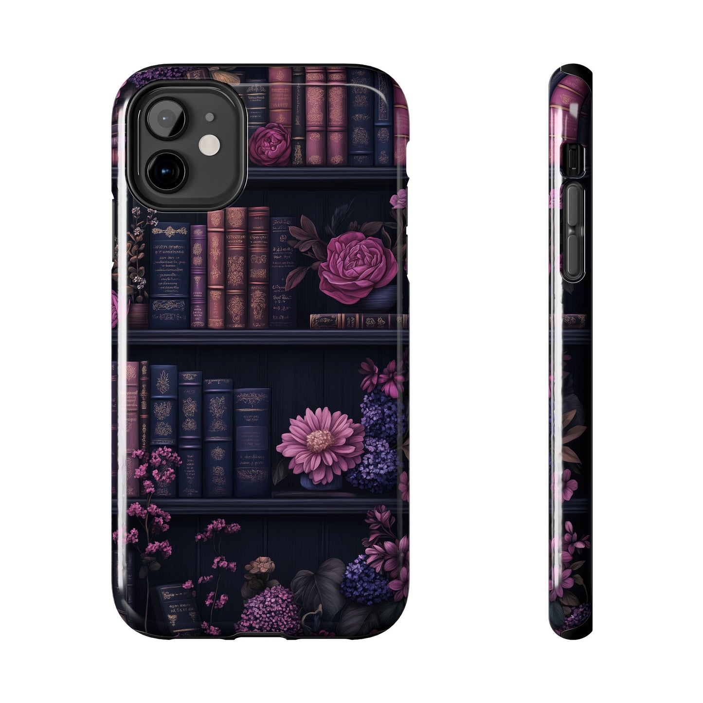 Goth dark academia books floral purple Phone