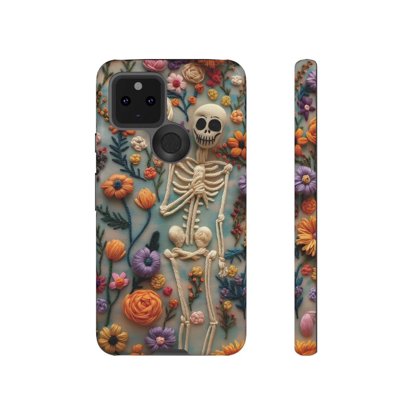 Spooky Floral Skeleton Phone Case – Unique Artistic Design for iPhone, Samsung, Google Pixel
