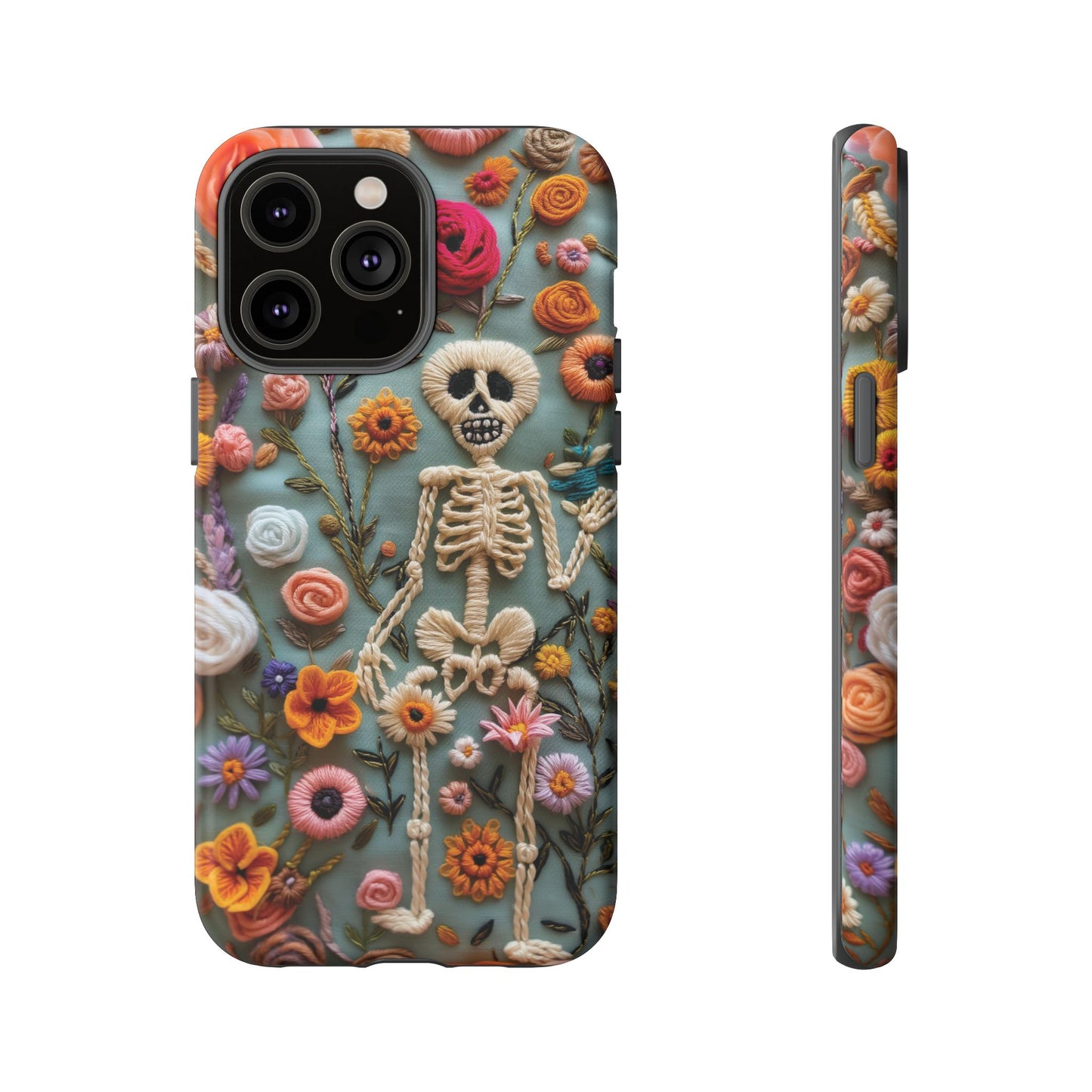 Gothic Floral Skeleton Phone Case – Unique Artistic Design for iPhone, Samsung, Google Pixel