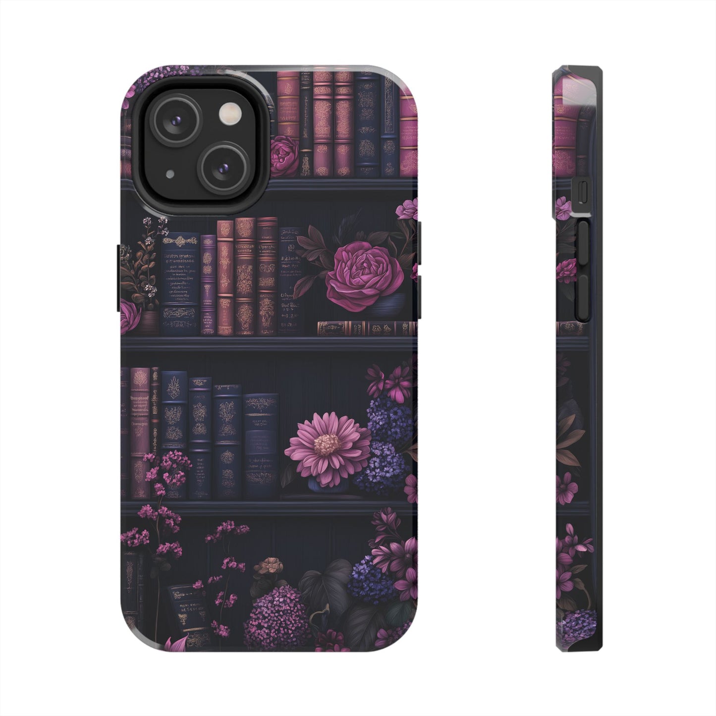 Goth dark academia books floral purple Phone