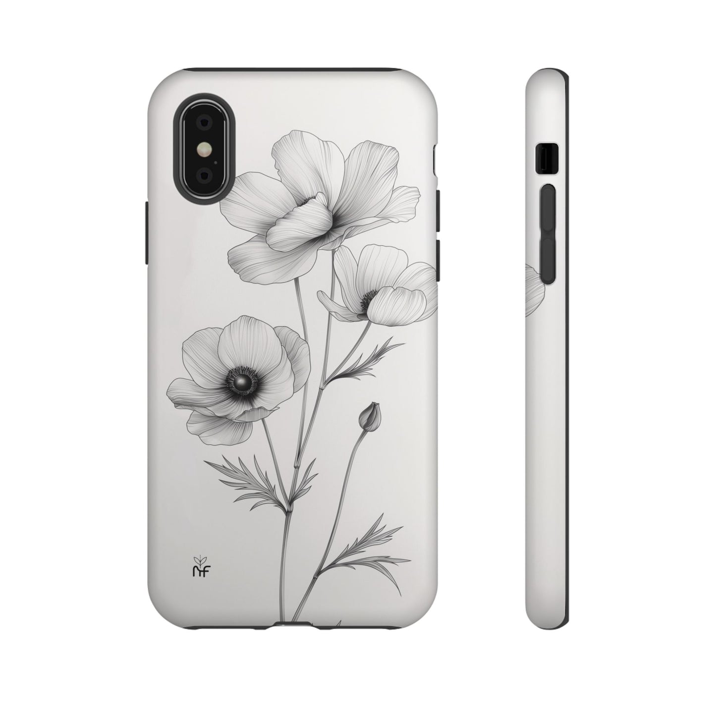 Elegant Monochrome Floral Phone Case – Minimalist Modern Design for iPhone, Samsung, Google Pixel Tough Case - NovaFlair