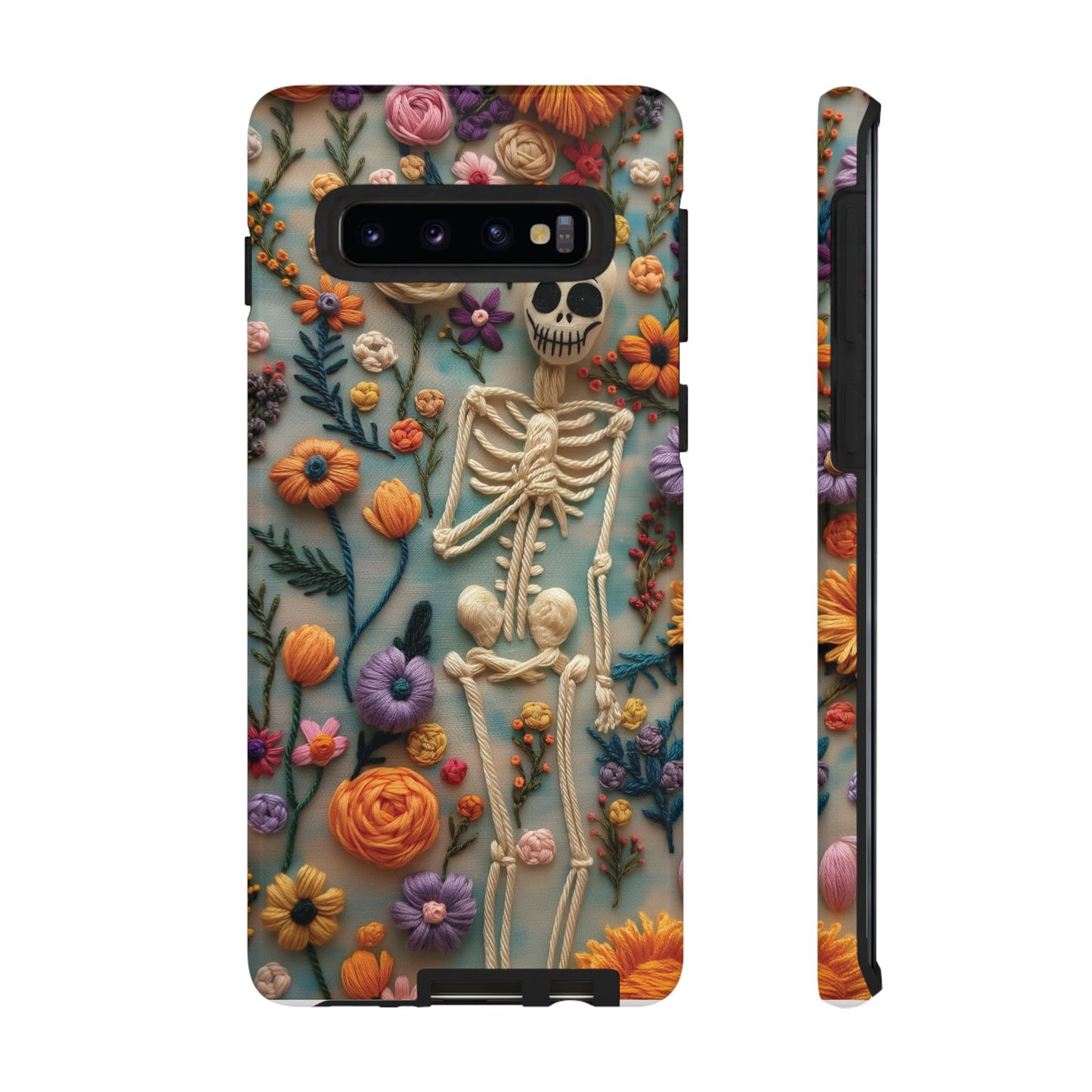 Spooky Floral Skeleton Phone Case – Unique Artistic Design for iPhone, Samsung, Google Pixel