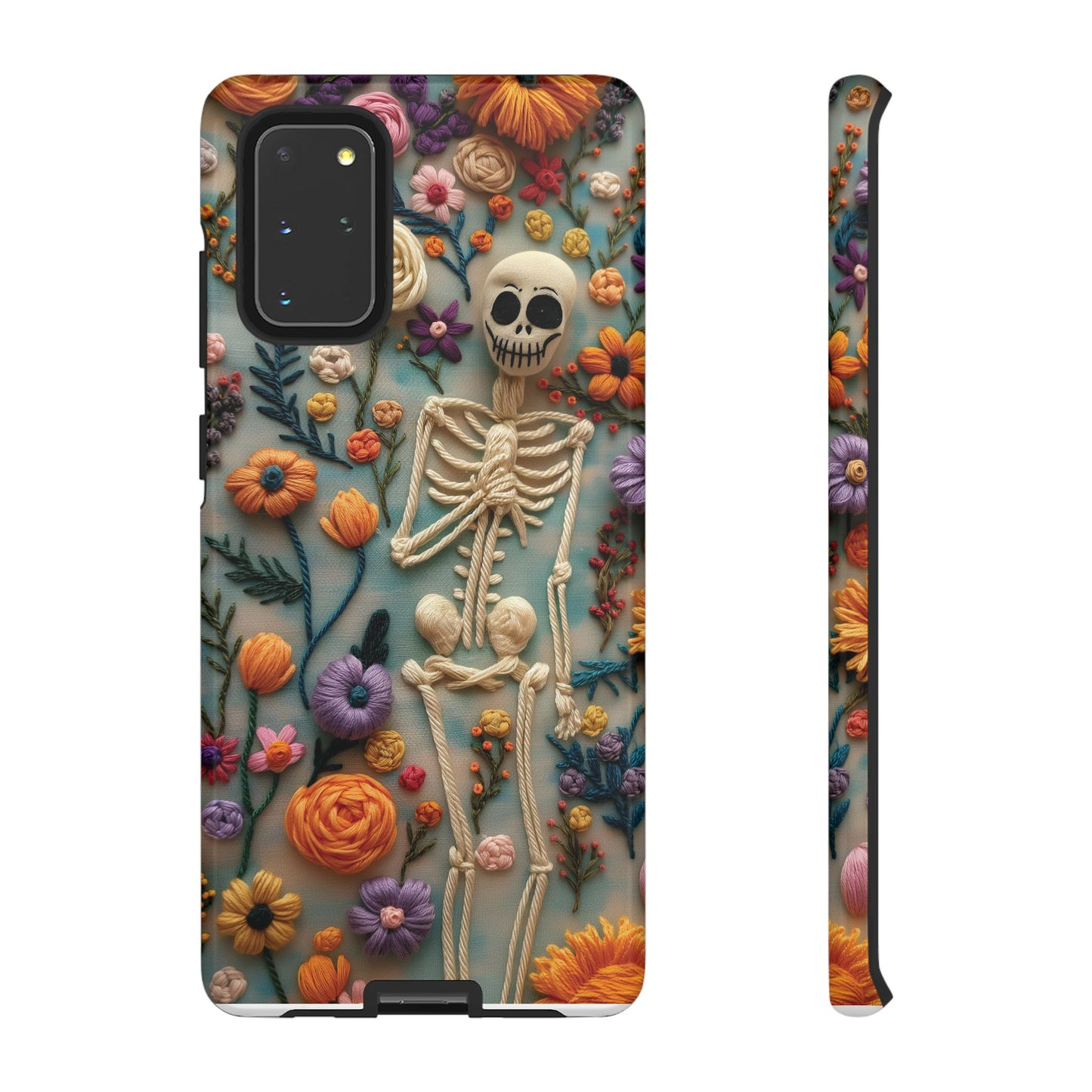 Spooky Floral Skeleton Phone Case – Unique Artistic Design for iPhone, Samsung, Google Pixel