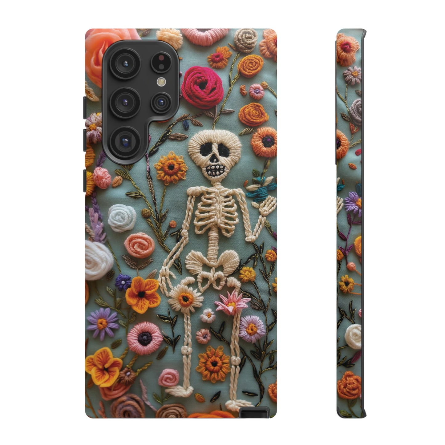 Gothic Floral Skeleton Phone Case – Unique Artistic Design for iPhone, Samsung, Google Pixel