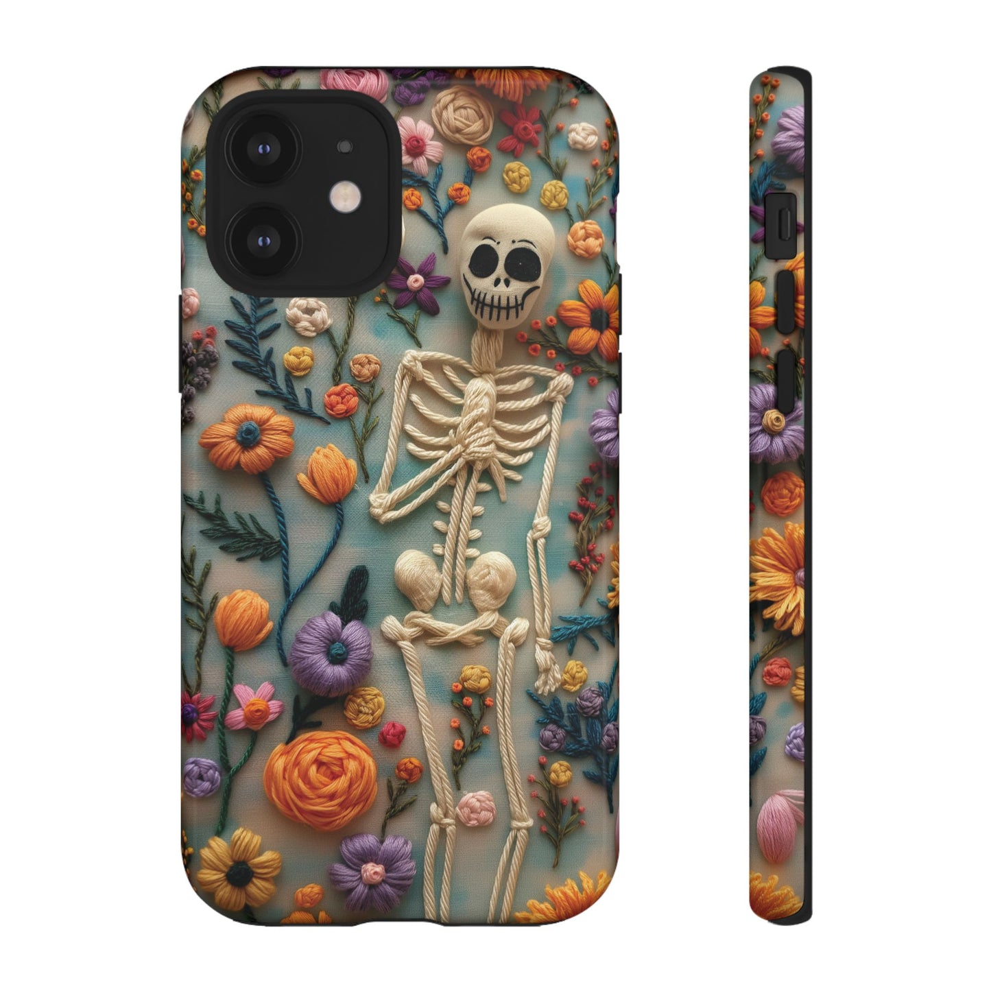 Spooky Floral Skeleton Phone Case – Unique Artistic Design for iPhone, Samsung, Google Pixel