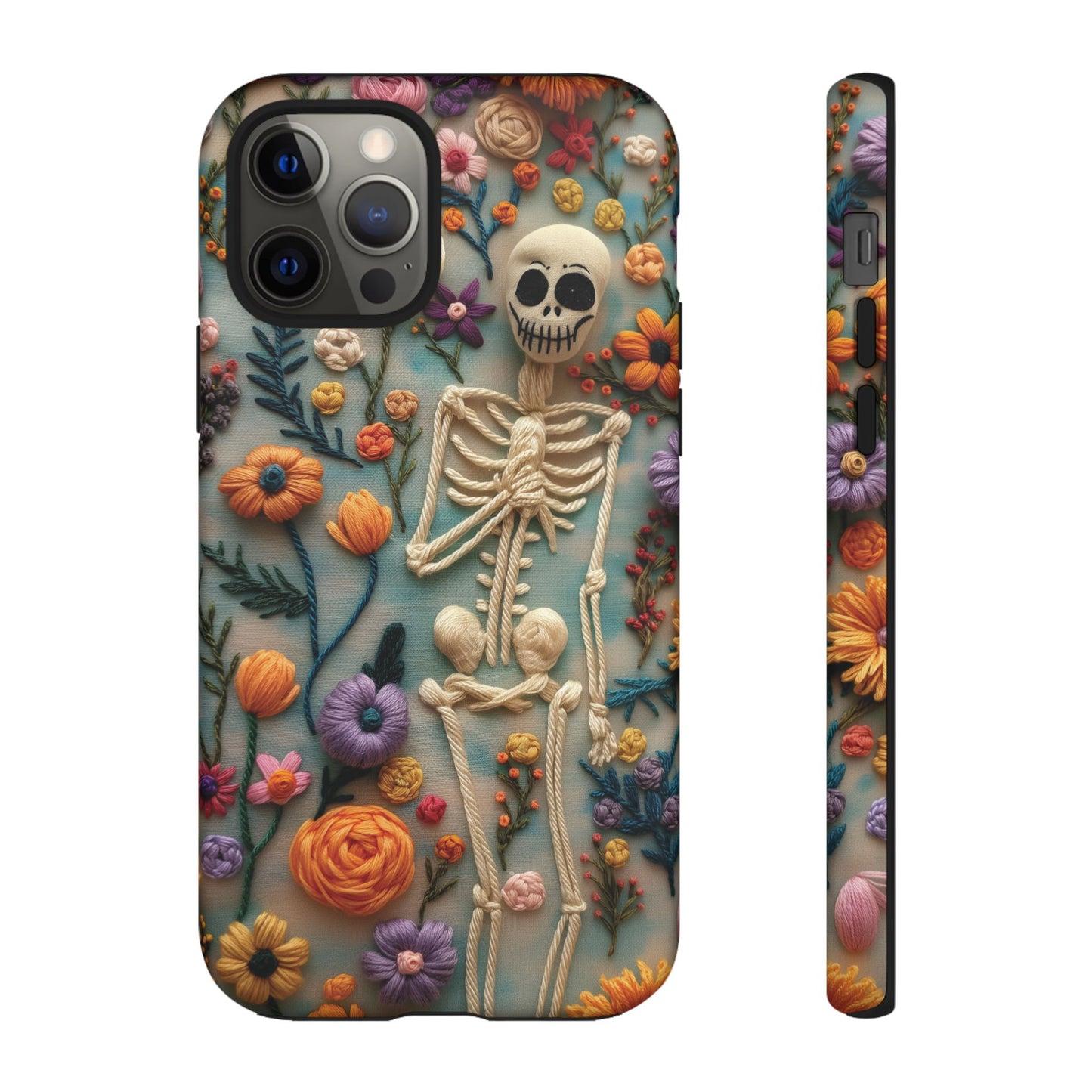 Spooky Floral Skeleton Phone Case – Unique Artistic Design for iPhone, Samsung, Google Pixel