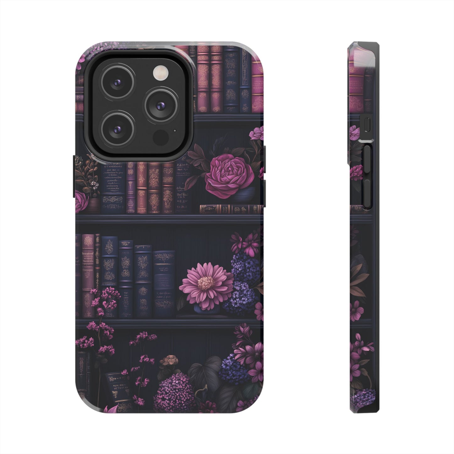 Goth dark academia books floral purple Phone