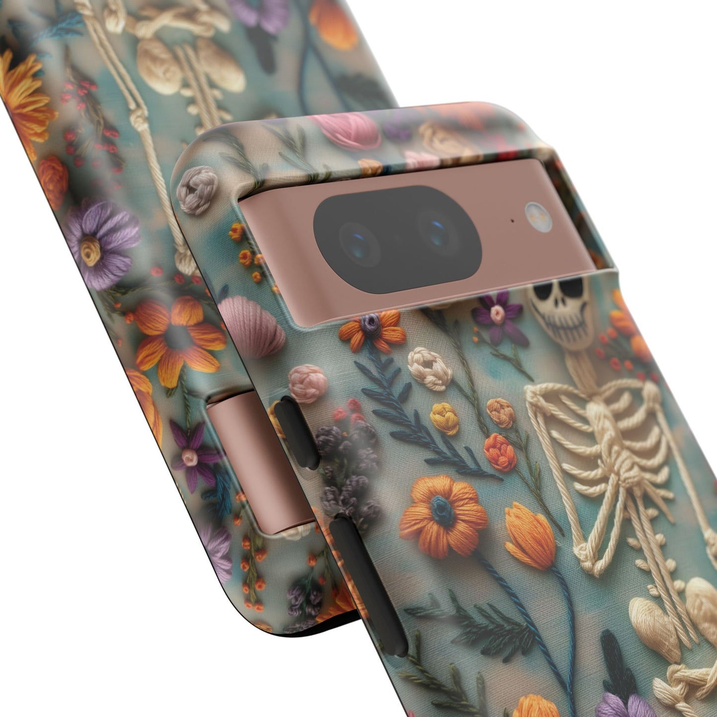 Spooky Floral Skeleton Phone Case – Unique Artistic Design for iPhone, Samsung, Google Pixel