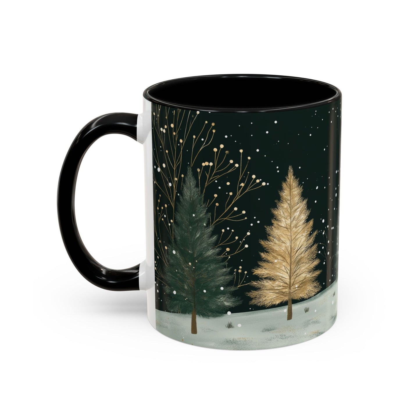 Snowy Pine Forest Mug, Cozy Snowflake Winter Coffee Mug, 11oz Ceramic Christmas Forest Tea Cup, Snow Tree Mug, Holiday Mug, Xmas Gift