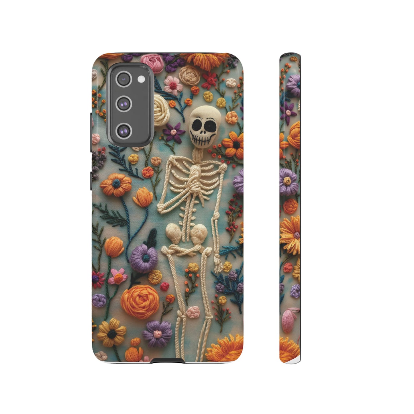 Spooky Floral Skeleton Phone Case – Unique Artistic Design for iPhone, Samsung, Google Pixel
