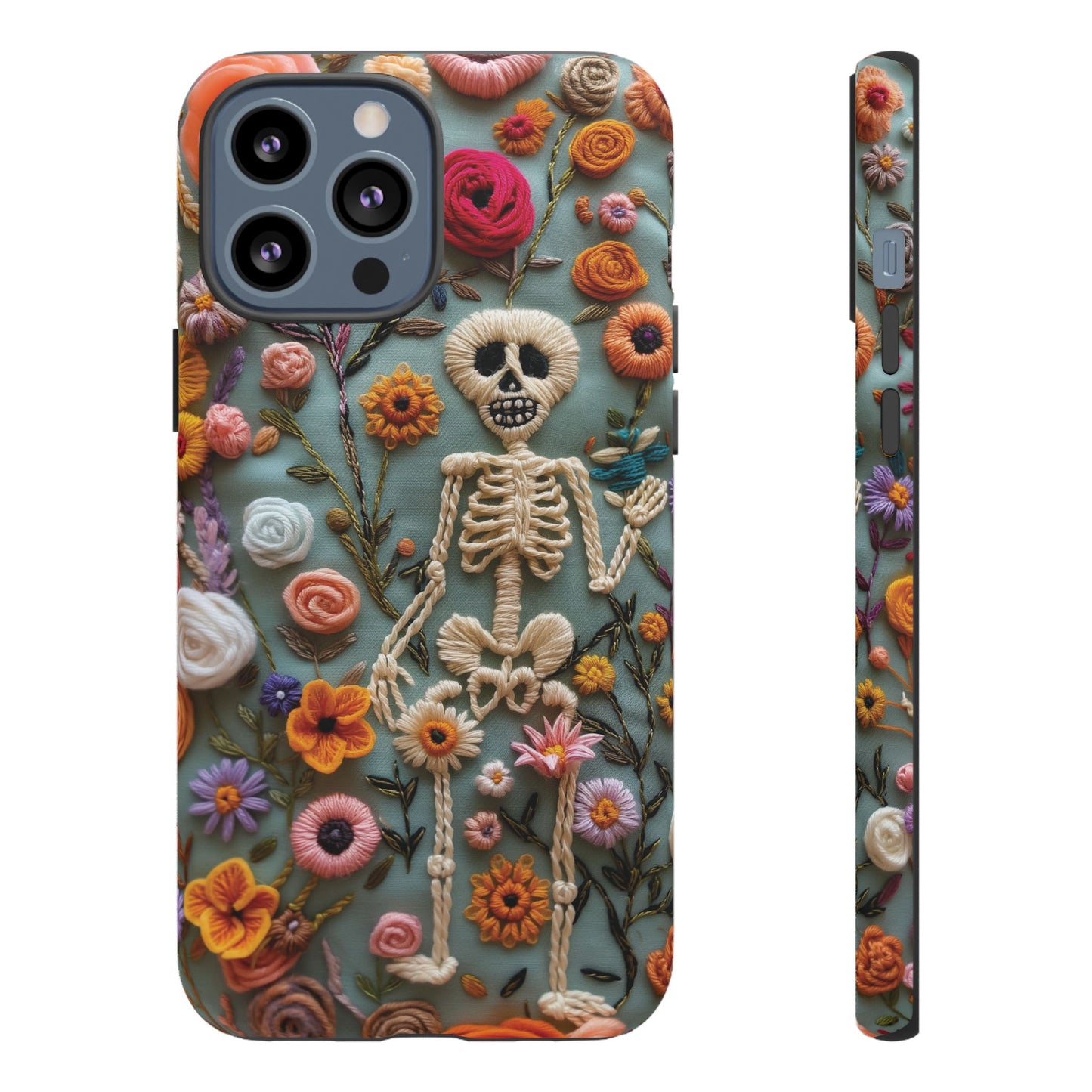Gothic Floral Skeleton Phone Case – Unique Artistic Design for iPhone, Samsung, Google Pixel