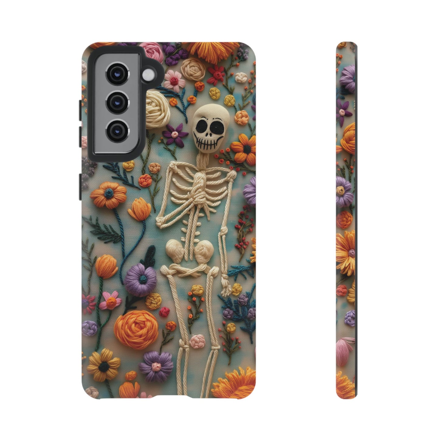 Spooky Floral Skeleton Phone Case – Unique Artistic Design for iPhone, Samsung, Google Pixel