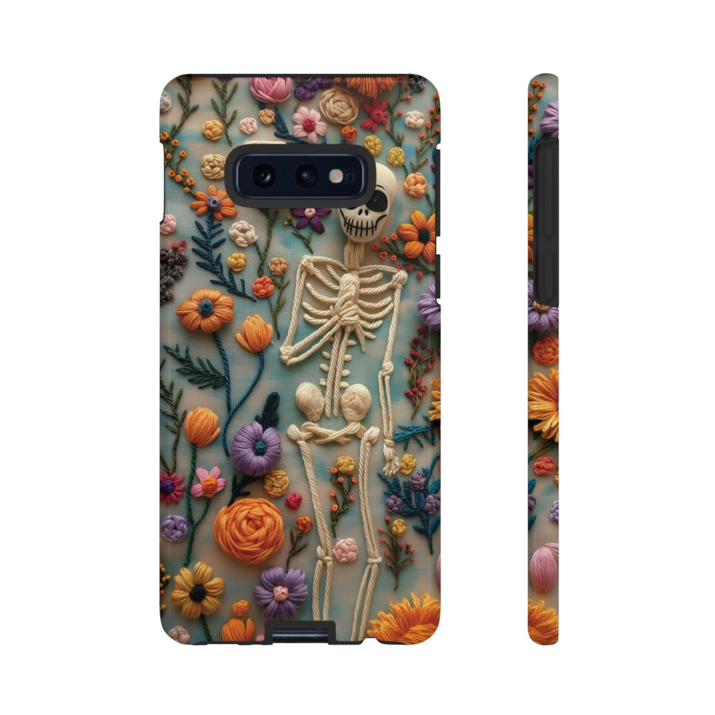 Spooky Floral Skeleton Phone Case – Unique Artistic Design for iPhone, Samsung, Google Pixel