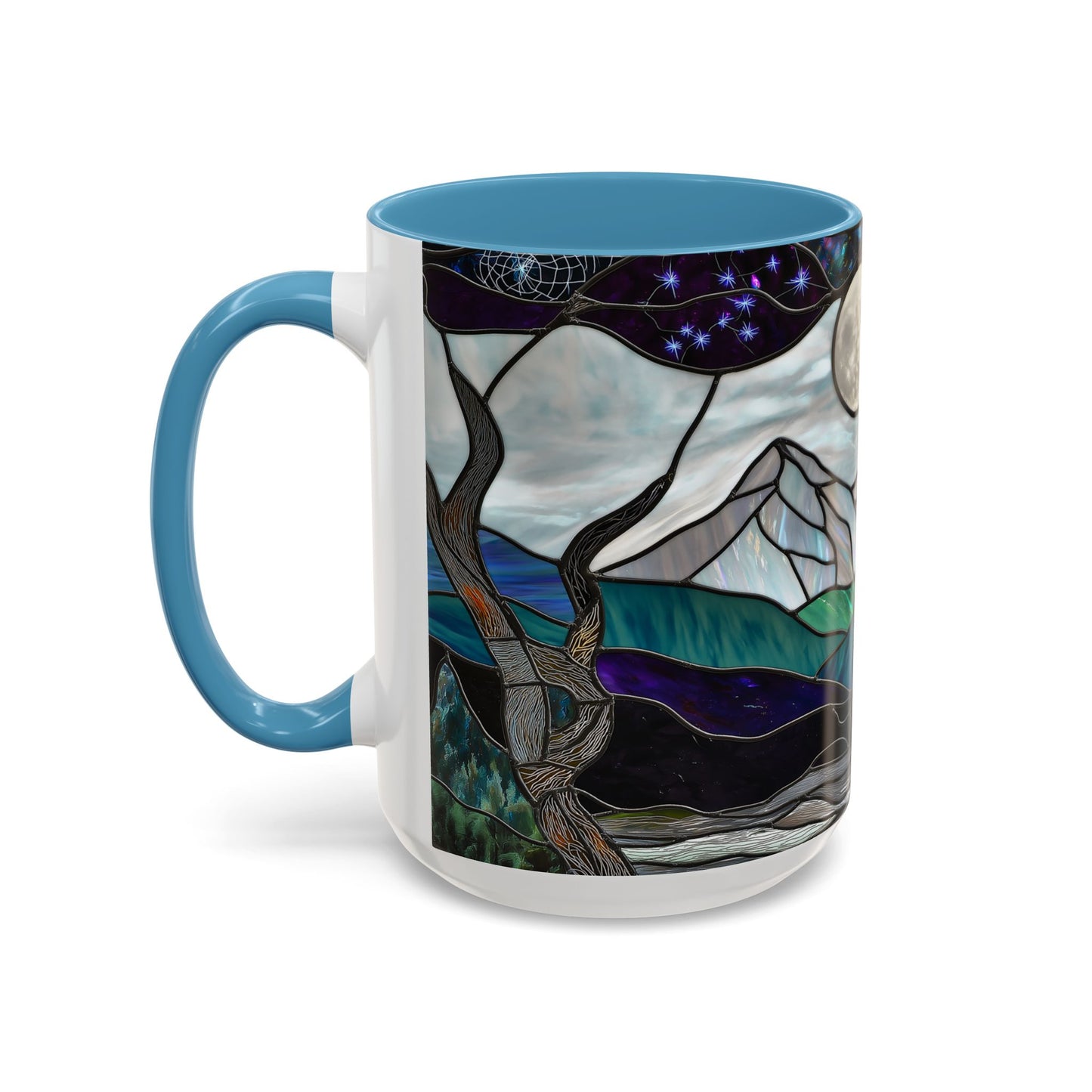 Stained Glass Mountains Mug Mountain Range Coffee Mug Outdoor Lover Gift Outdoor Designs Cup Adventure Mug Hiking Moutain Lover Gift 15oz